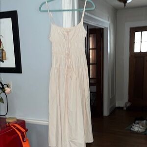 Elegant Cream Maxi Dress with Spaghetti Straps